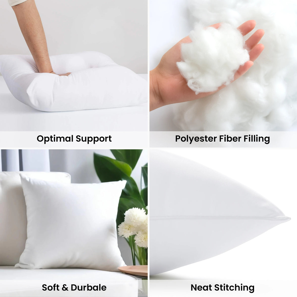 LDC Lux Decor Collection Pillow Inserts Set of 4 Cushions
