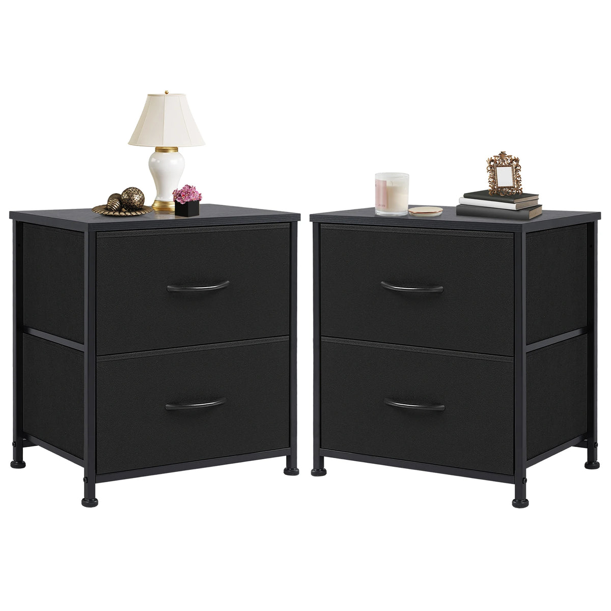 JHK Nightstand Bedside Table With Storage Drawers Cabinet