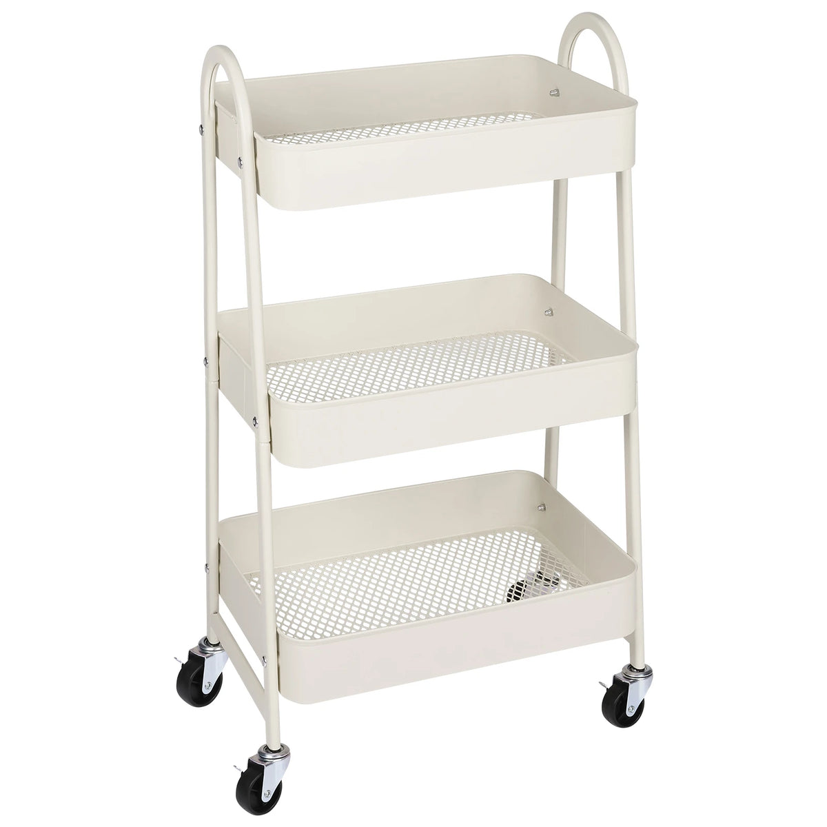 JHK 3 Tier Metal Storage Kitchen Cart with Lockable Wheels Mobile Shelving Unit Utility Rolling Organizer For Home Narrow Places