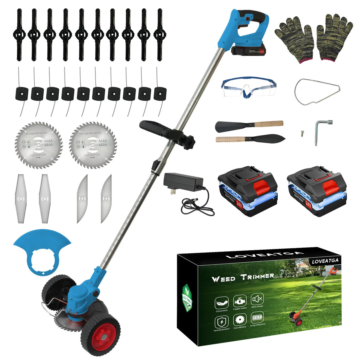 21V Cordless Electric Lawn Mower Foldable Garden Grass Trimmer