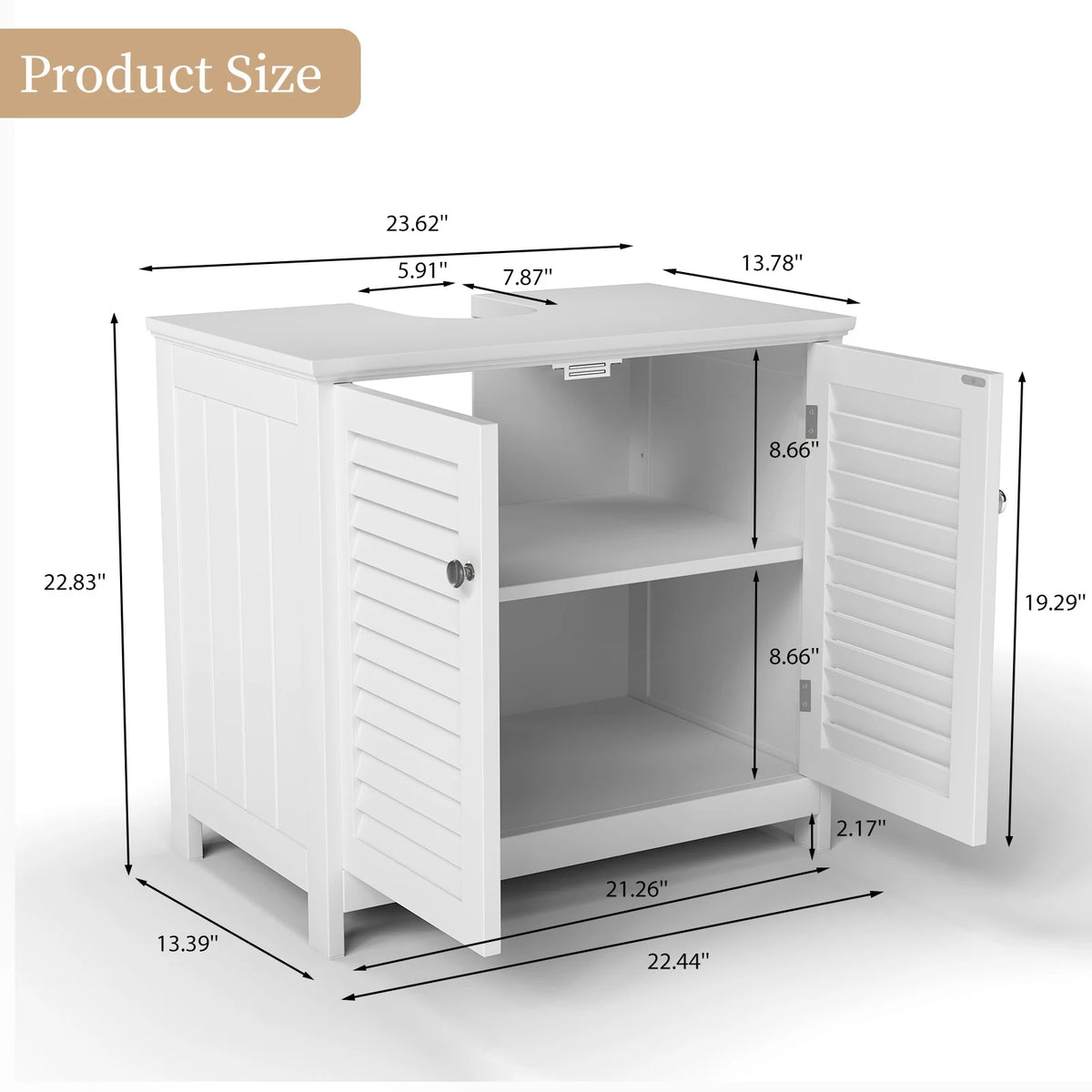 Modern Freestanding Bathroom Storage Cabinet With Wood Shutter Doors