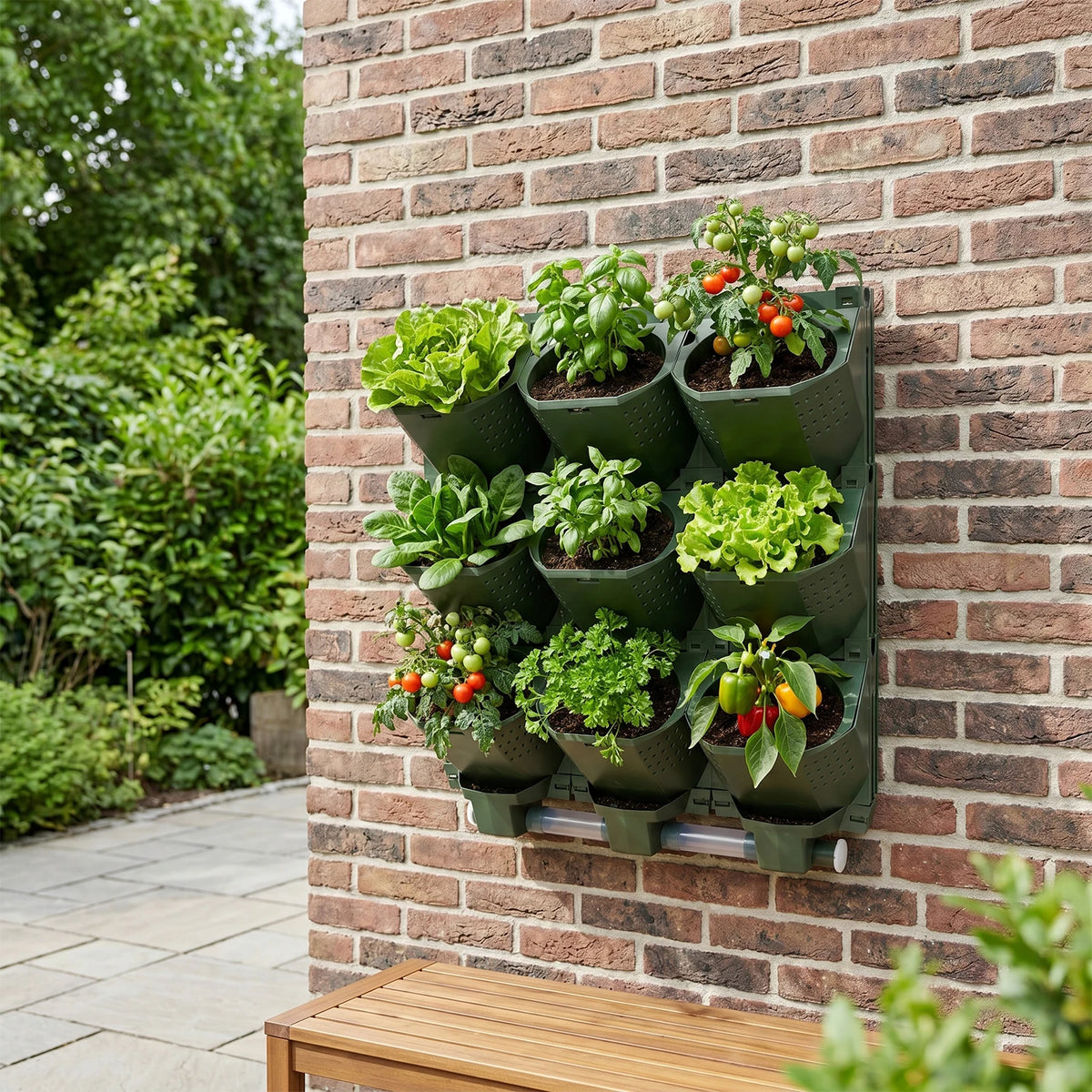 Modular Vertical Wall Planter With Drainage For Home Gardens