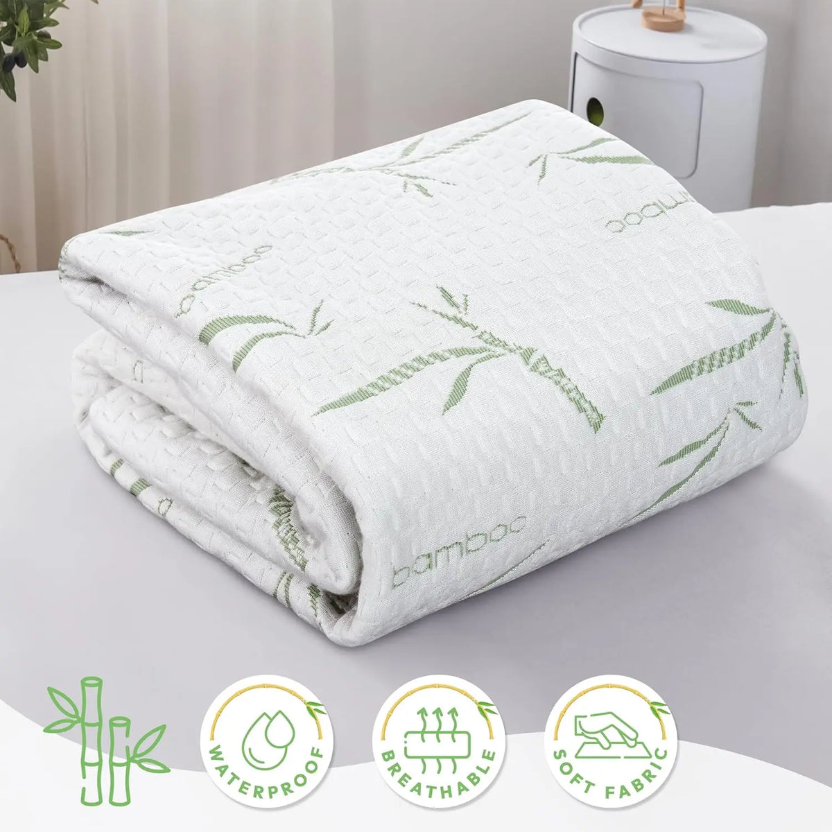 LDC Lux Decor Collection Waterproof Mattress Protector Bamboo Rayon Cooling