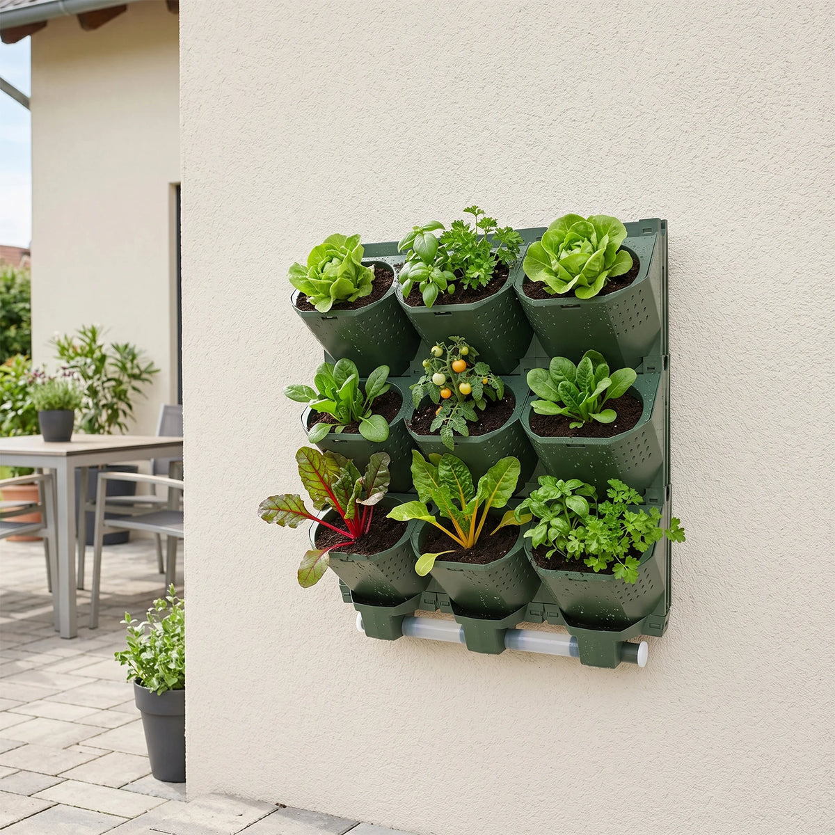 Modular Vertical Wall Planter With Drainage For Home Gardens