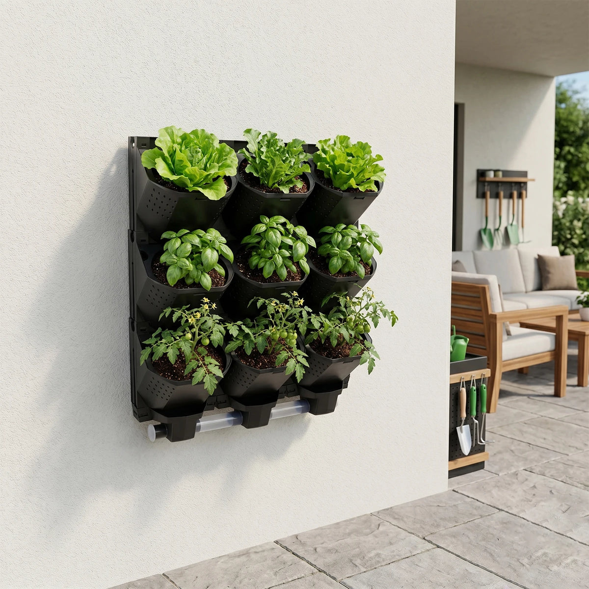Modular Vertical Wall Planter With Drainage For Home Gardens