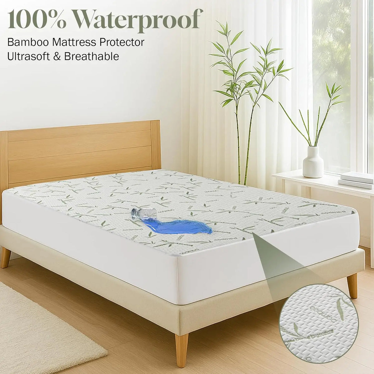 LDC Lux Decor Collection Waterproof Mattress Protector Bamboo Rayon Cooling
