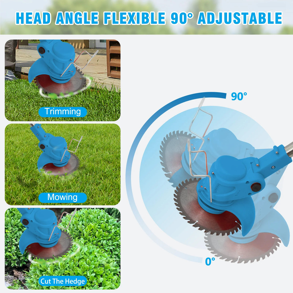 21V Cordless Electric Lawn Mower Foldable Garden Grass Trimmer