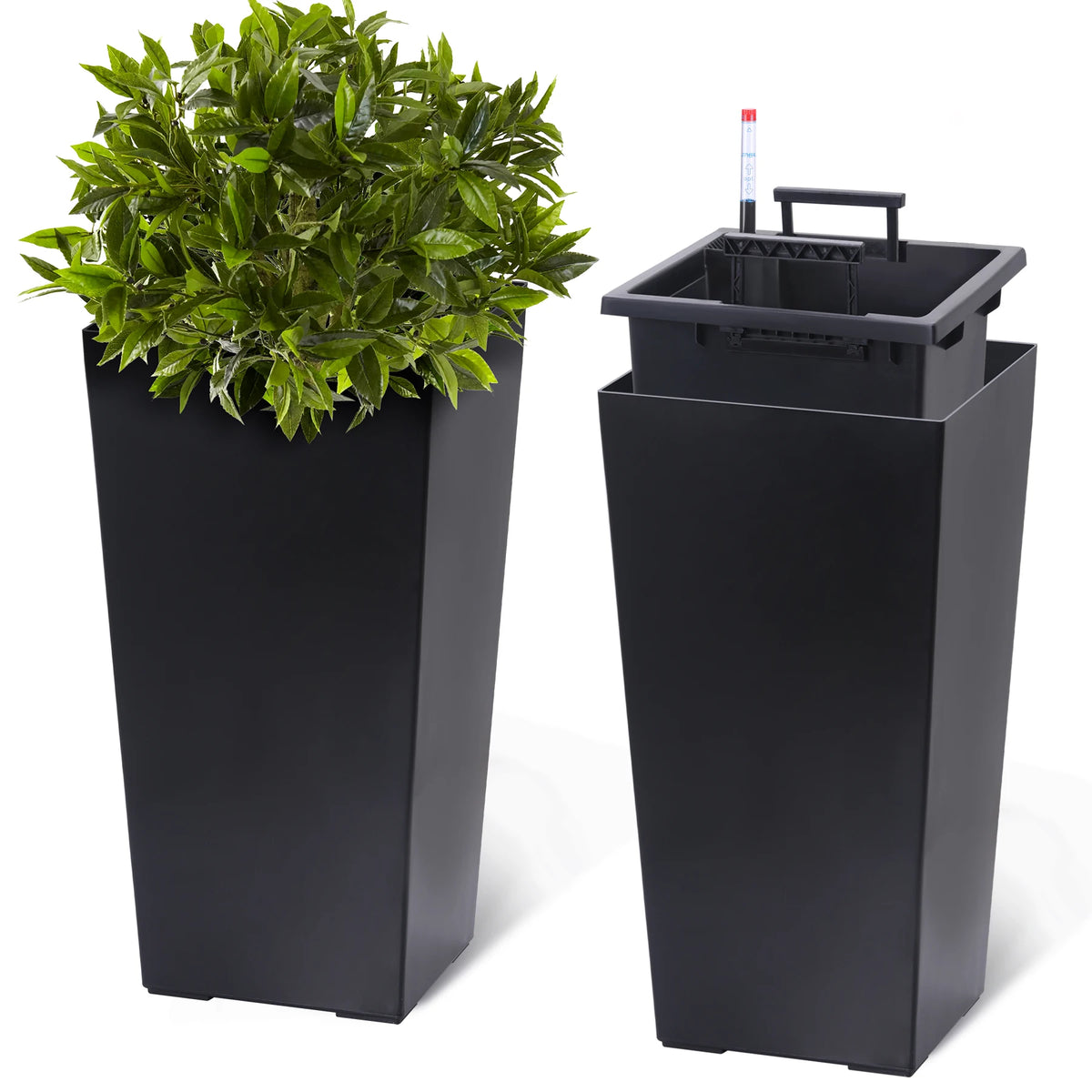 Set Of Two Indoor And Outdoor Planters With Water Monitors