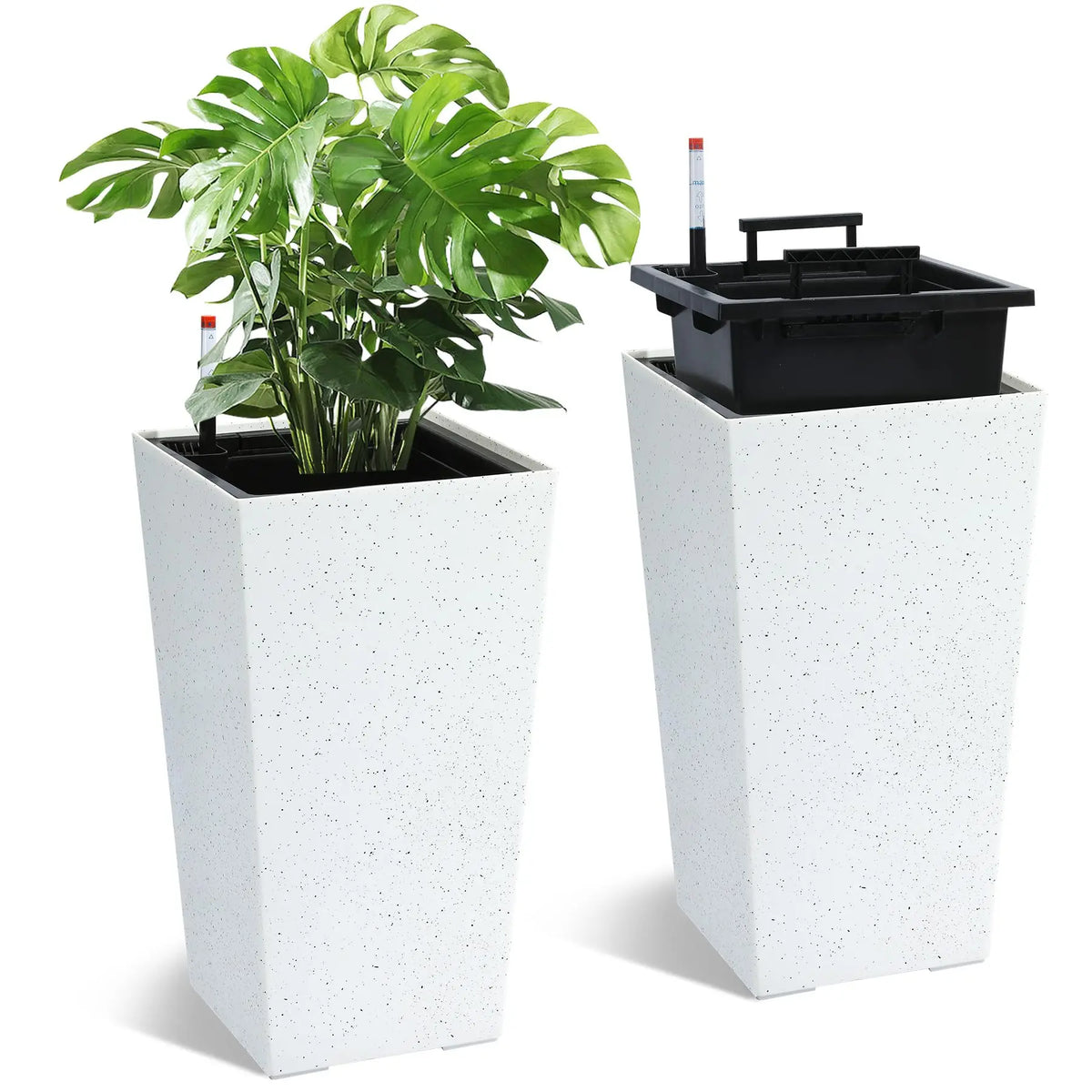 Set Of Two Indoor And Outdoor Planters With Water Monitors