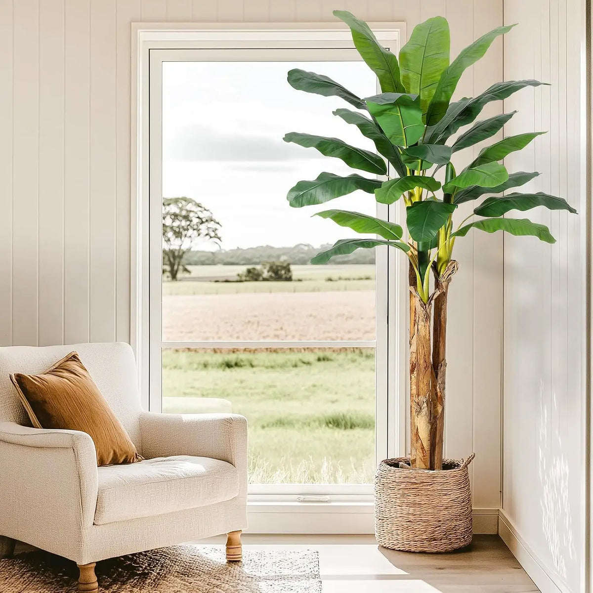 Artificial Banana Tree With Stand For Indoor Home Decor
