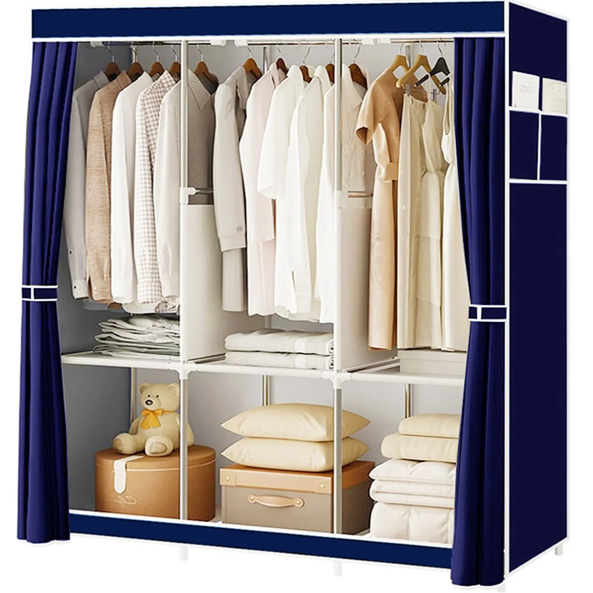 Portable Wardrobe Organizer Storage Rack For Clothes And Shoes Nonwoven Fabric