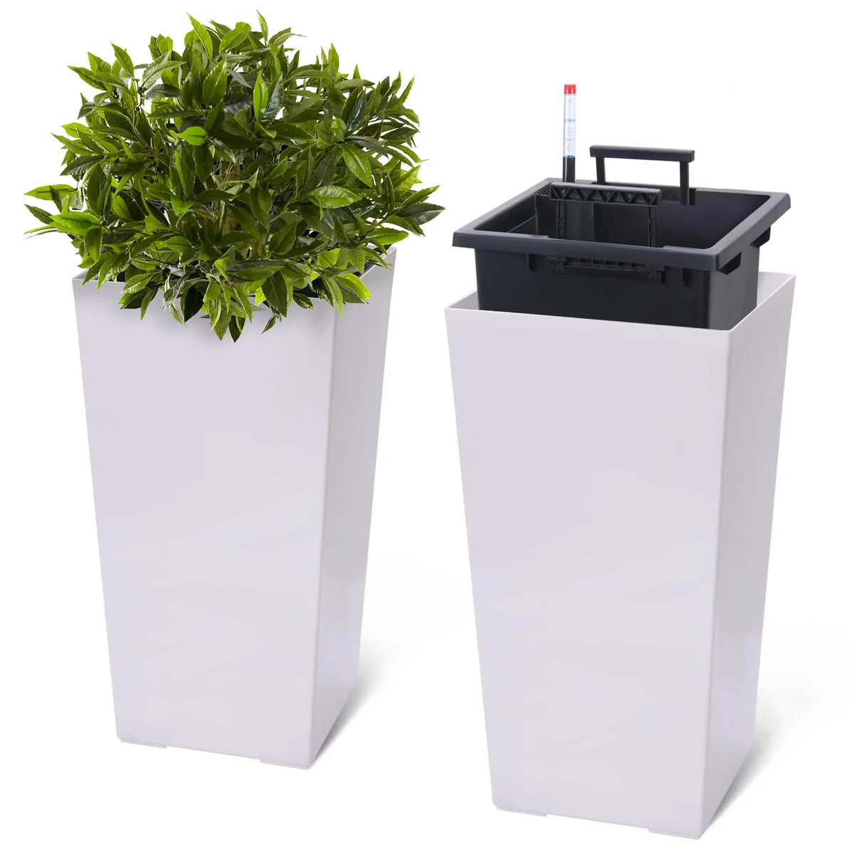 Set Of Two Indoor And Outdoor Planters With Water Monitors