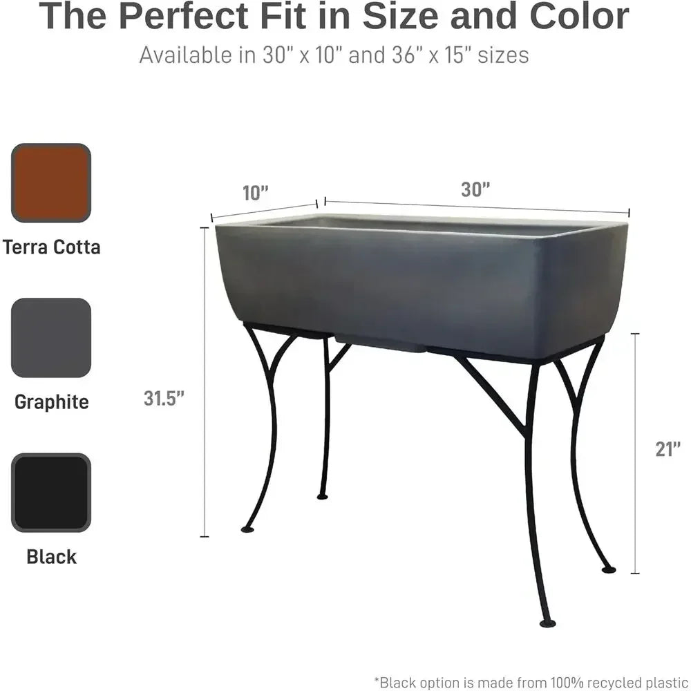 Elevated Weather Resistant Garden Planter With Iron Stand