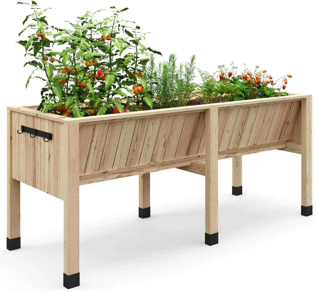 WPC Square Raised Garden Bed With Hooks And Balcony Planters