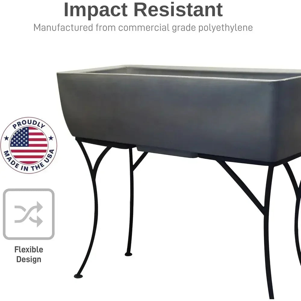 Elevated Weather Resistant Garden Planter With Iron Stand