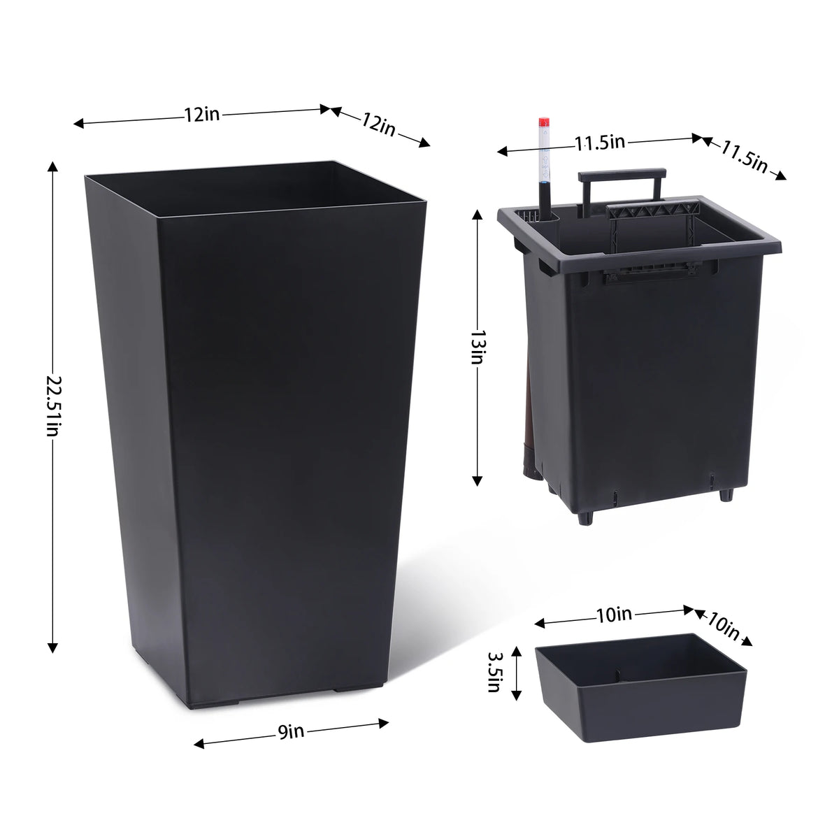 Set Of Two Indoor And Outdoor Planters With Water Monitors