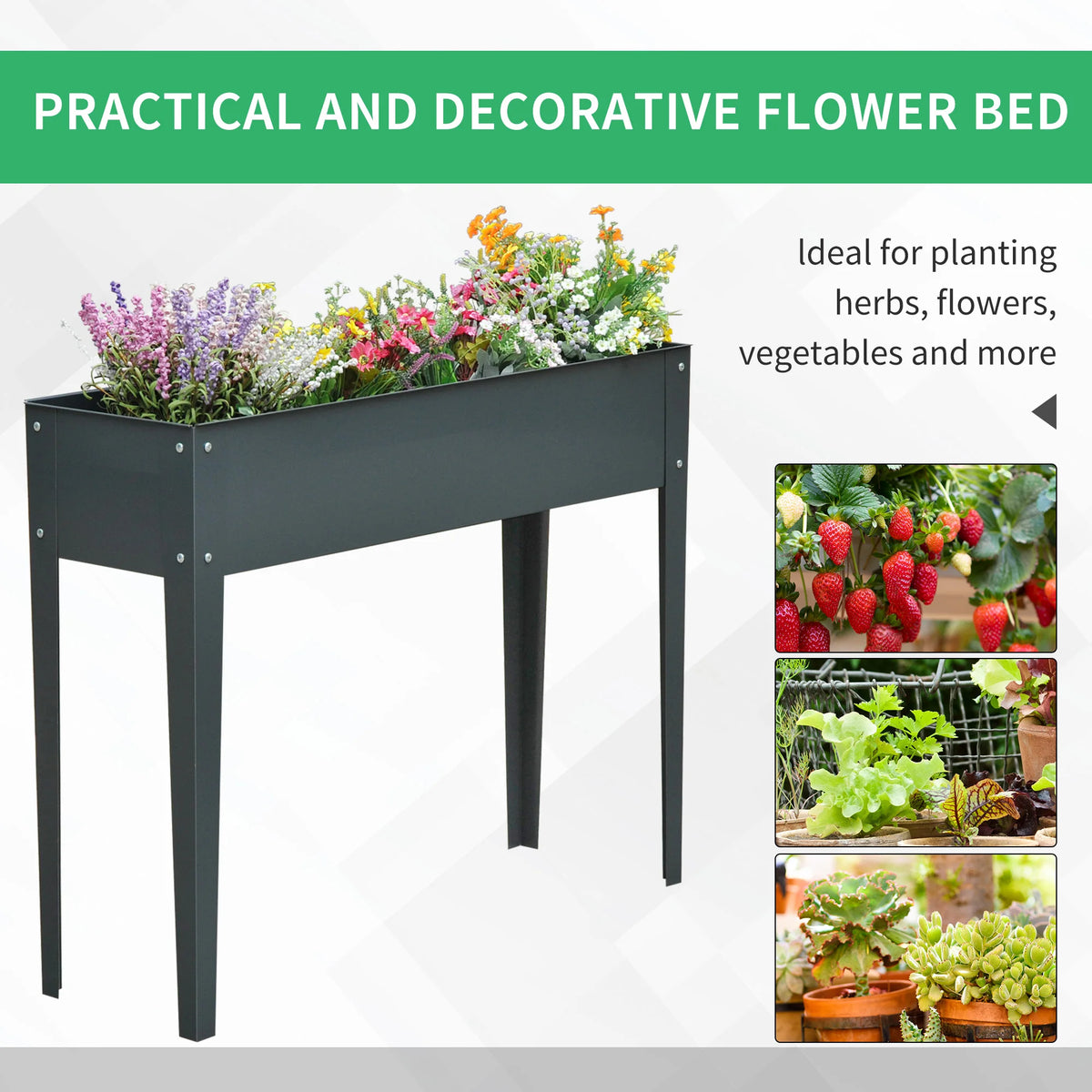 Outsunny Elevated Garden Planter Box For Vegetables And Herbs