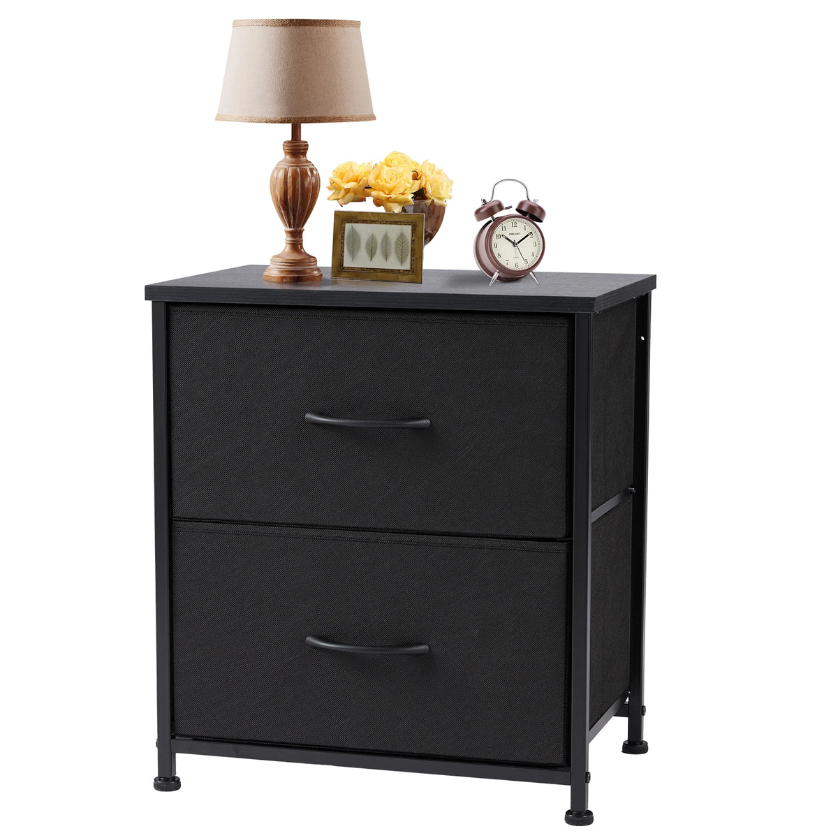 JHK Nightstand Bedside Table With Storage Drawers Cabinet