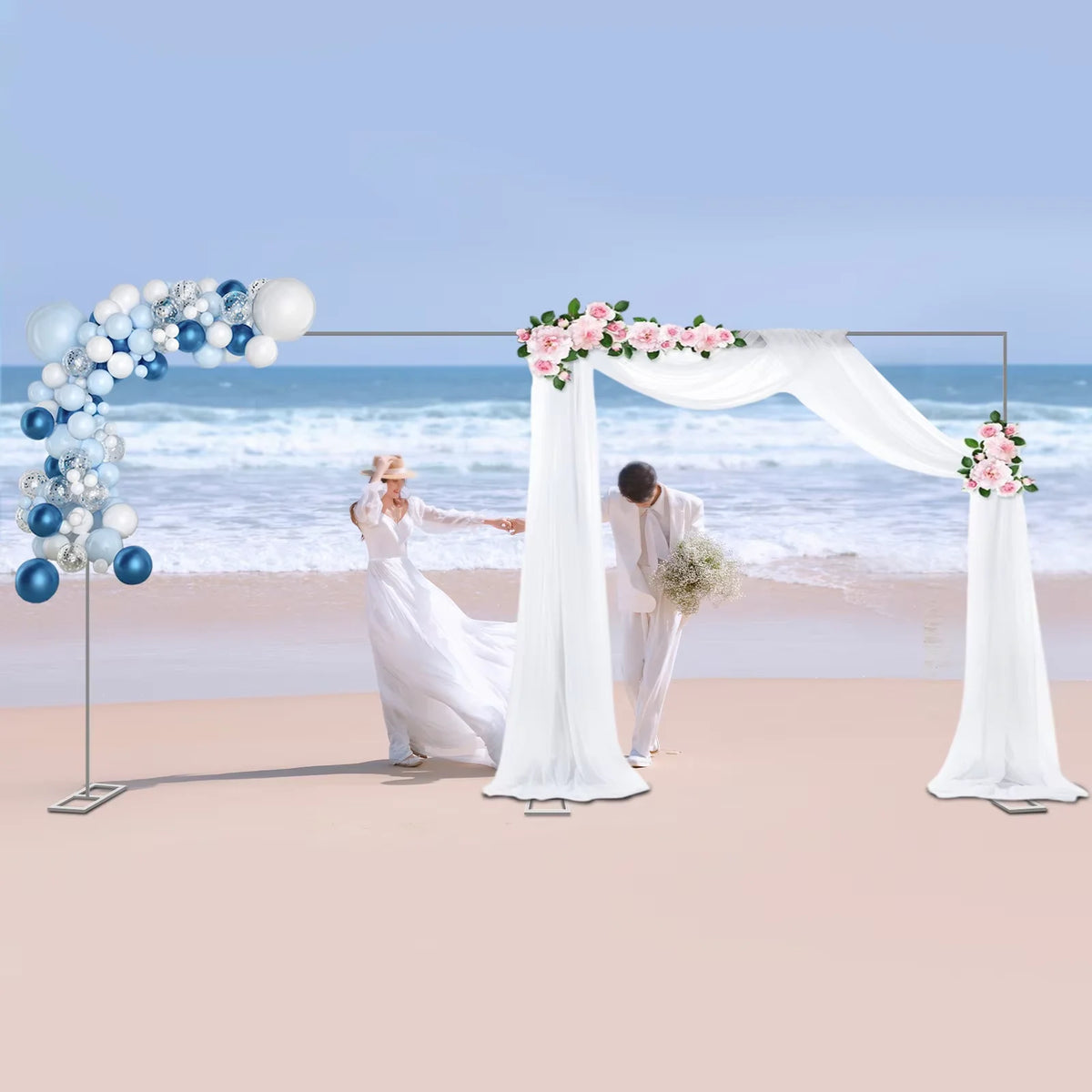 3x6m/10x20ft Metal Wedding Arch Stand,Heavy Duty Photography Backdrop Curtain Frame Balloon Flower Decoration Rack Plant Support