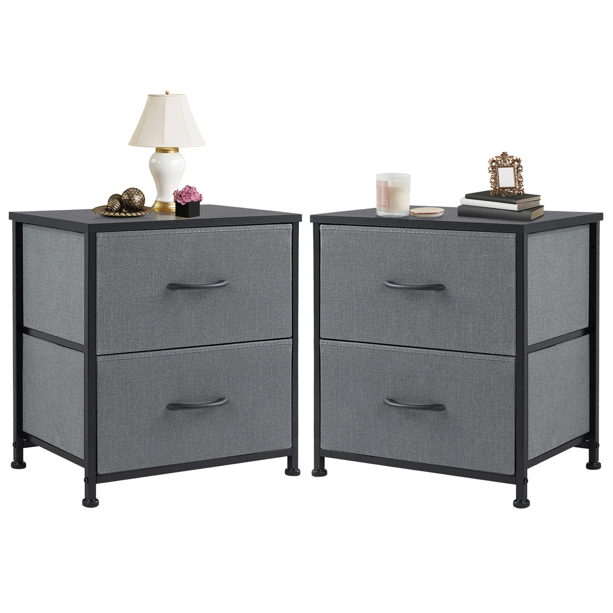 JHK Nightstand Bedside Table With Storage Drawers Cabinet