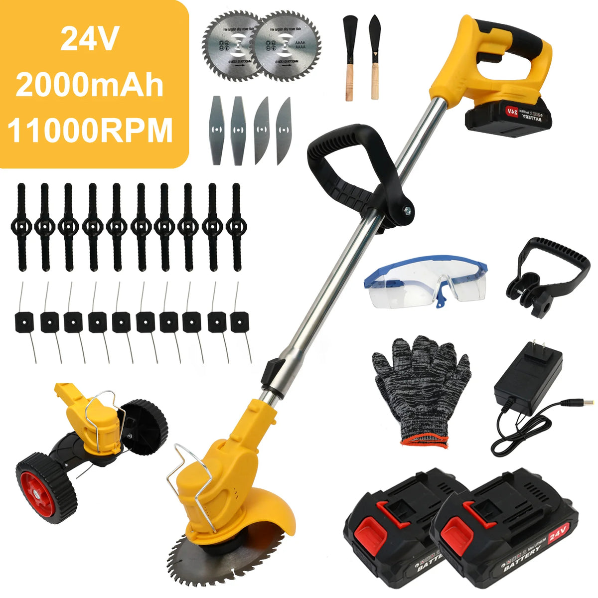 21V Cordless Electric Lawn Mower Foldable Garden Grass Trimmer