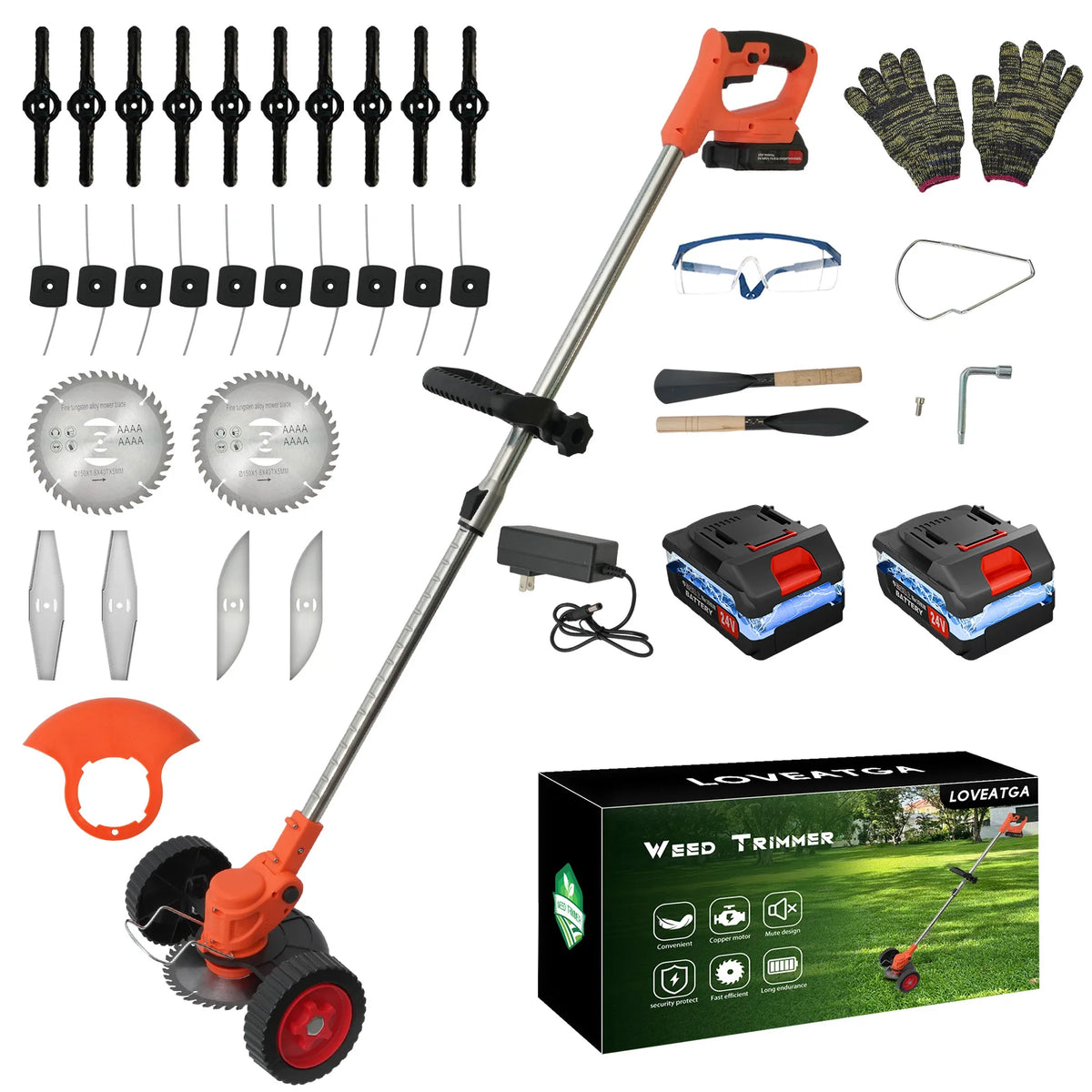 21V Cordless Electric Lawn Mower Foldable Garden Grass Trimmer