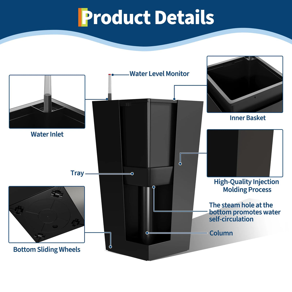 HiMISS Self Watering Planter For Indoor And Outdoor Use