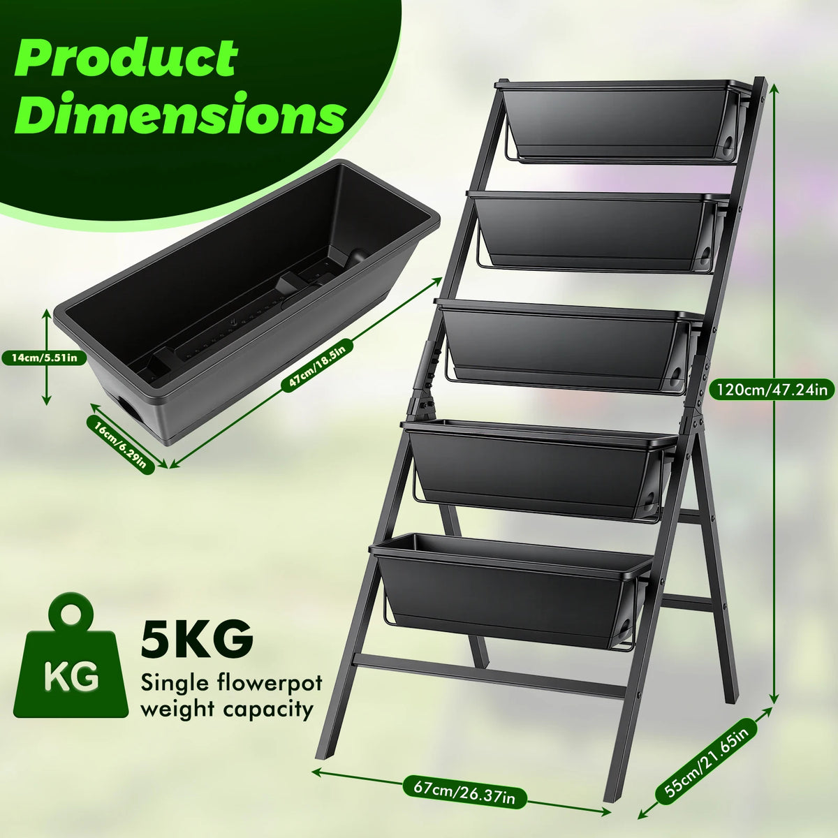 Freestanding Vertical Garden Planter Stand With Storage Rack