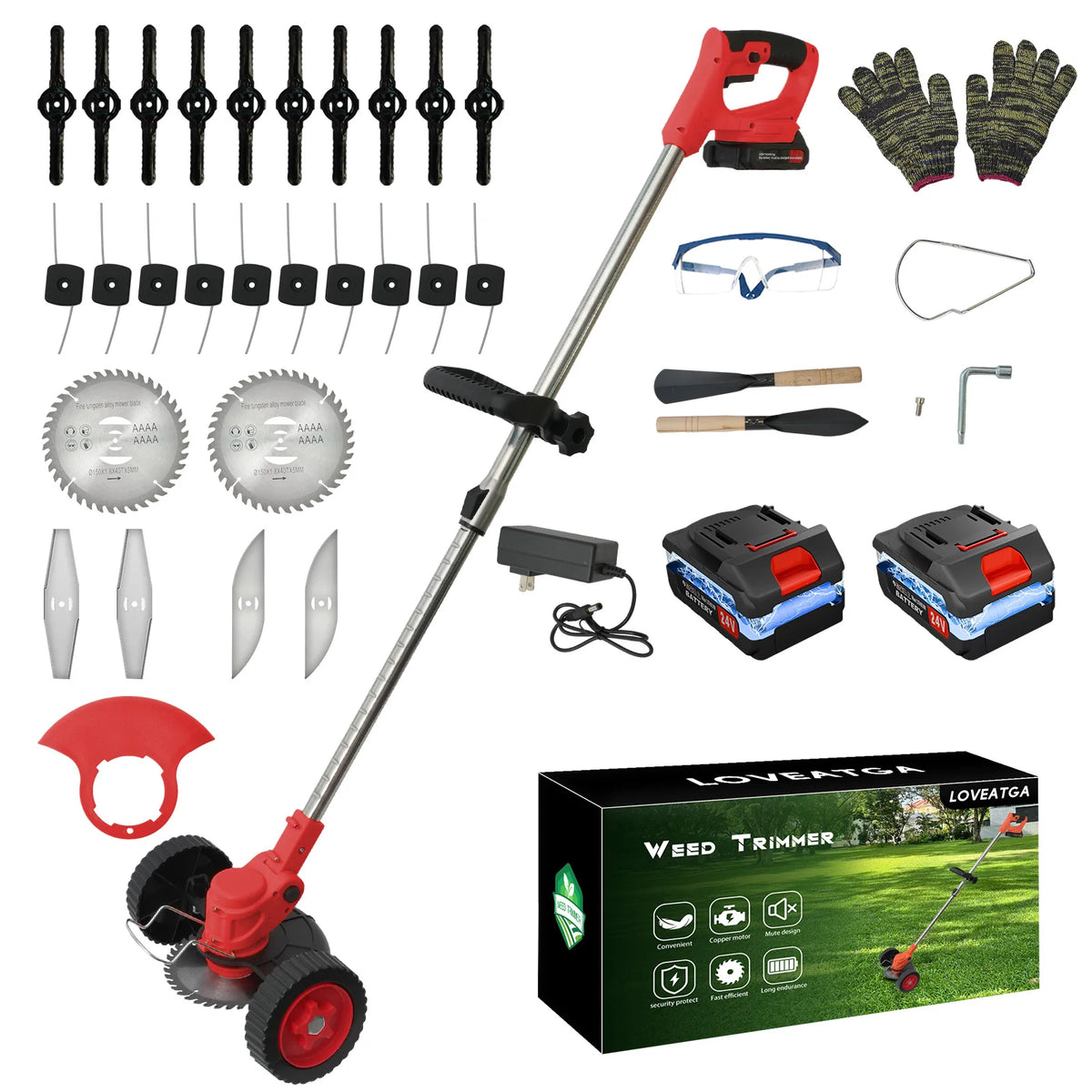 21V Cordless Electric Lawn Mower Foldable Garden Grass Trimmer
