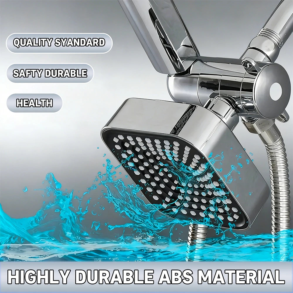 High-Flow Shower Head and Handheld Set With Long Hose Three-Way Distributor