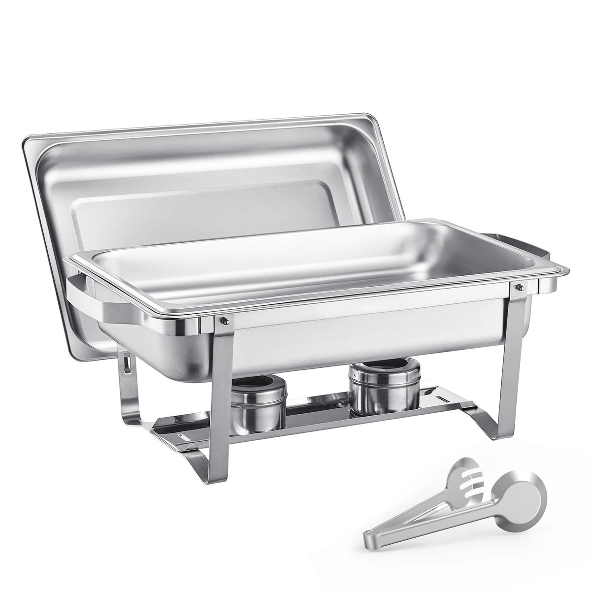 SucceBuy 8 Qt 4 Pack Chafing Dish Buffet Set Stainless Steel Chafer with 2 Full Size and 4 Half Size Pans Catering Warmer Server