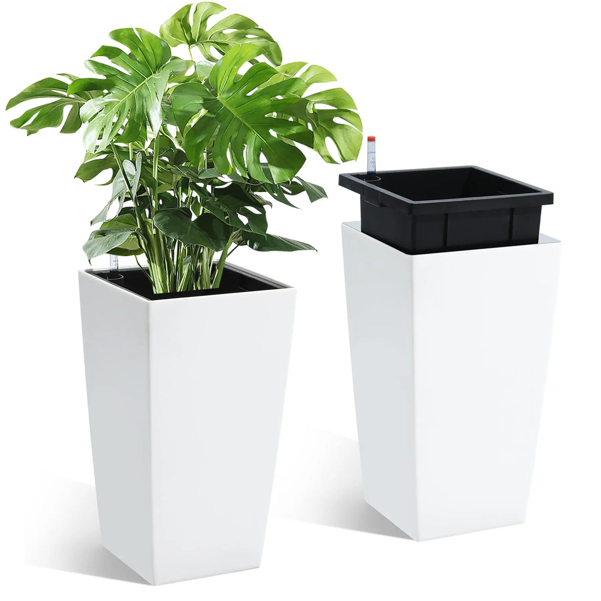 Set Of Two Indoor And Outdoor Planters With Water Monitors