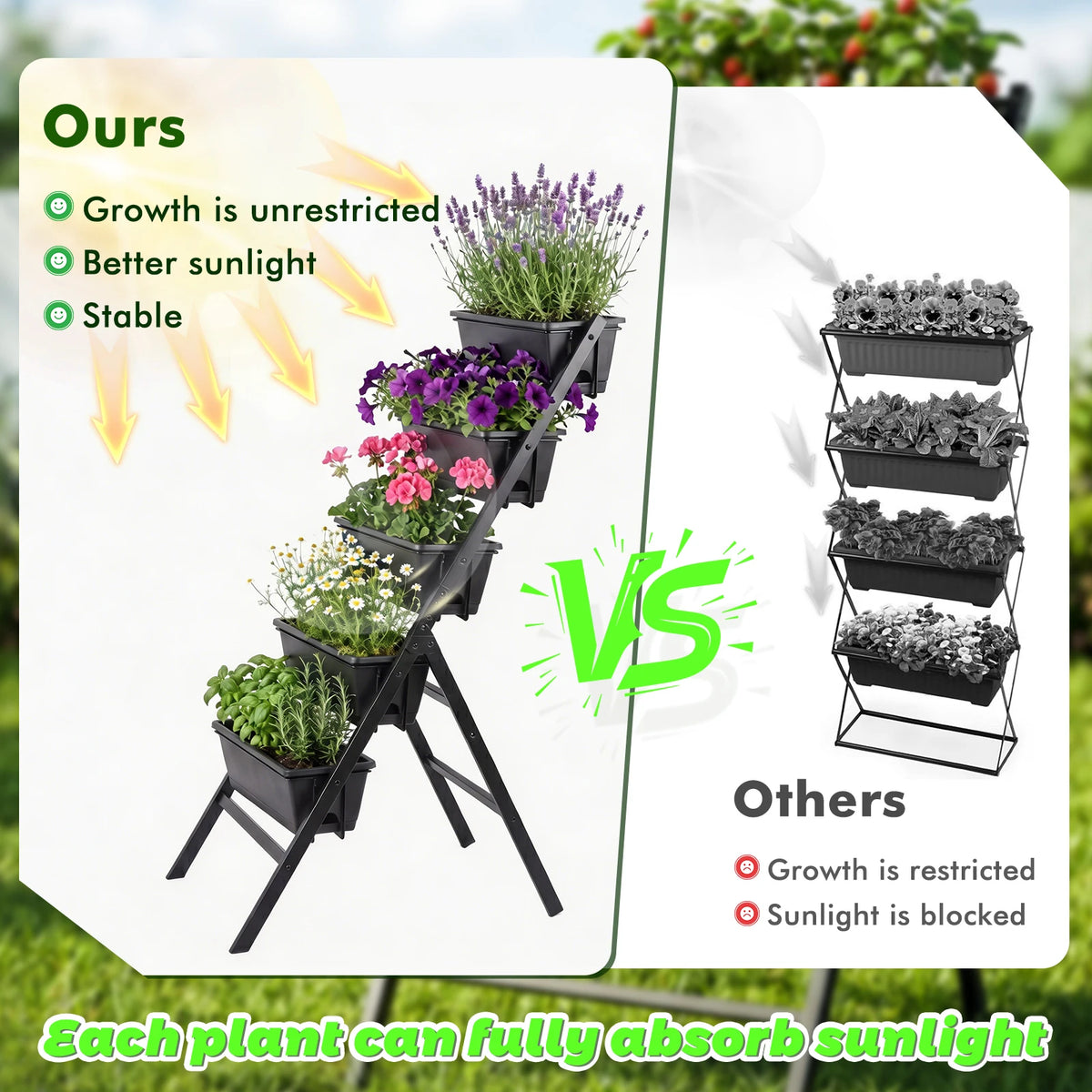 Freestanding Vertical Garden Planter Stand With Storage Rack