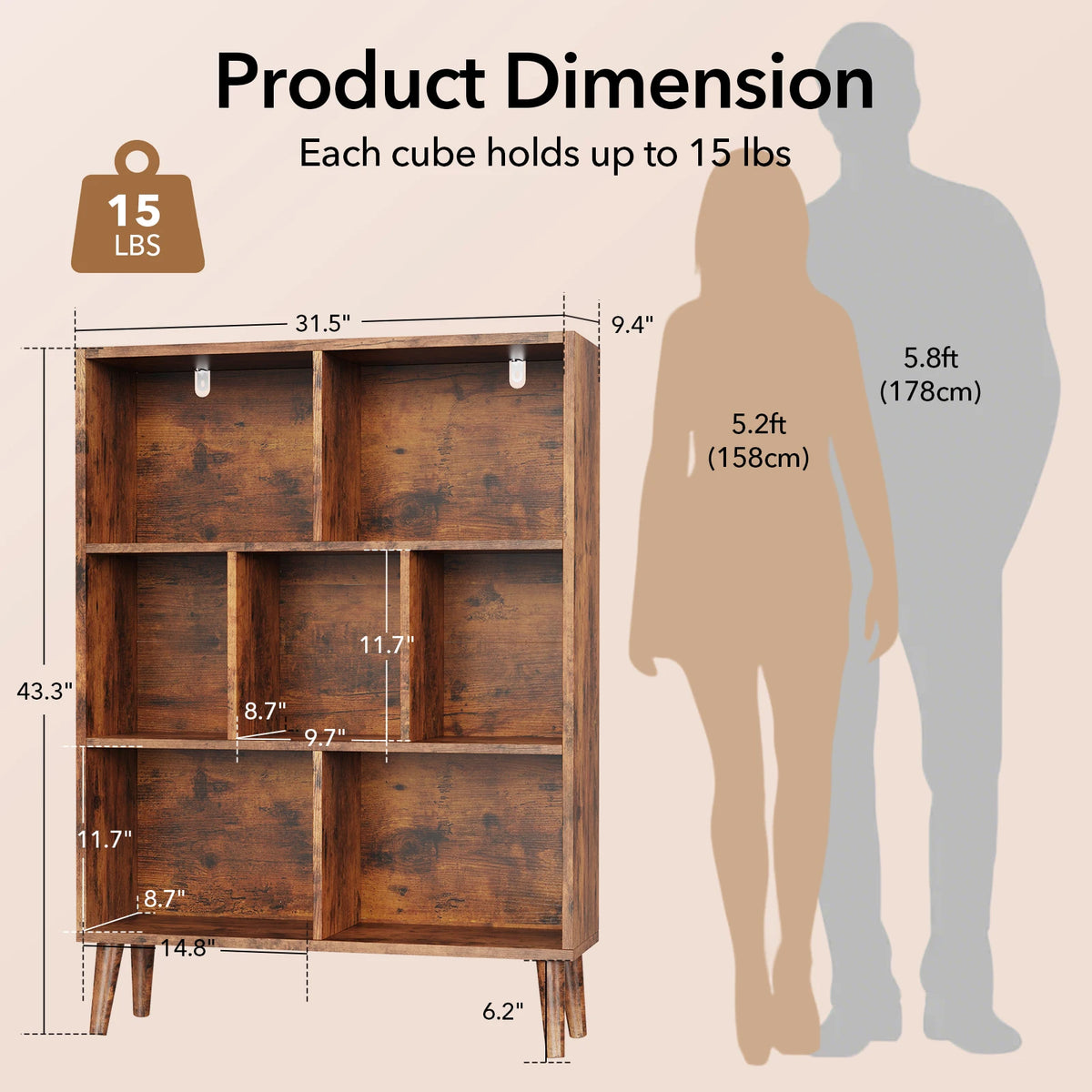 Three Tier Wooden Bookcase With Storage And Display Shelves
