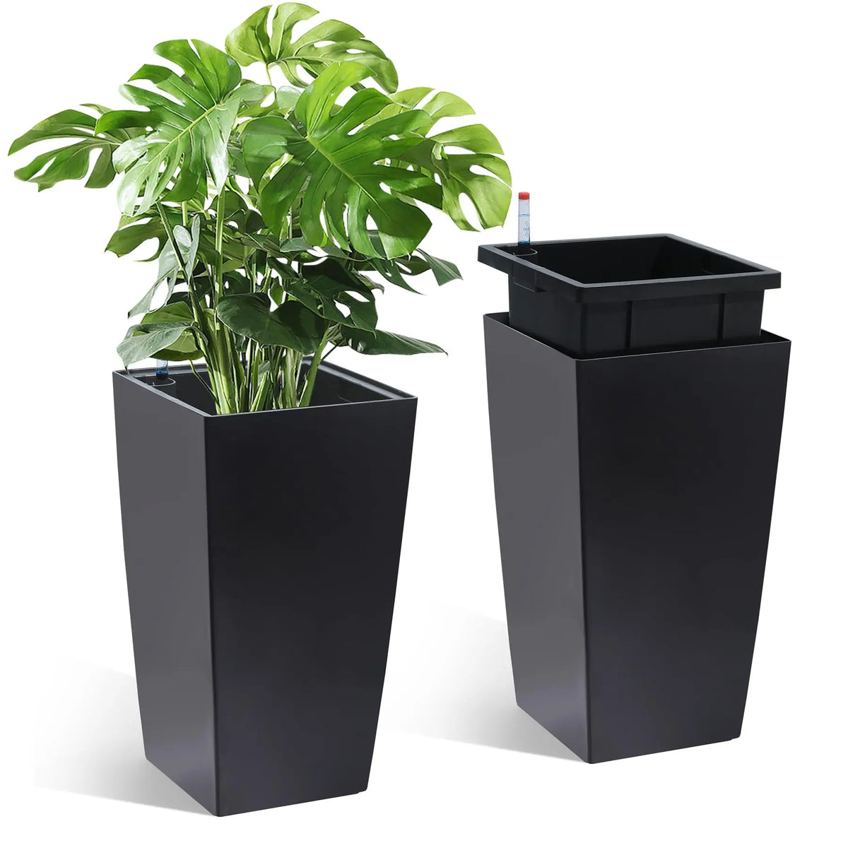 Set Of Two Indoor And Outdoor Planters With Water Monitors