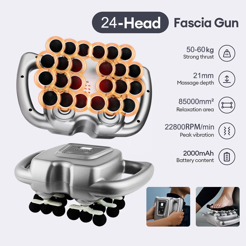 Foreverlily 24 Head Fascia Massage Gun For Full Body Recovery
