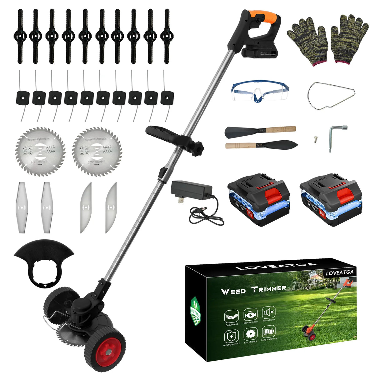 21V Cordless Electric Lawn Mower Foldable Garden Grass Trimmer