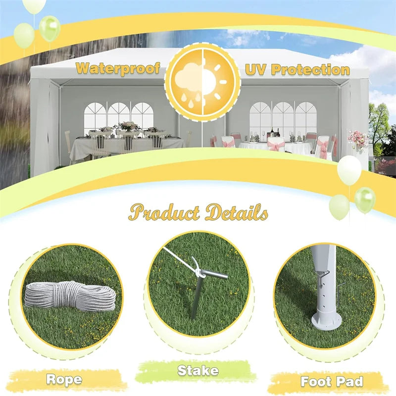 Tooluck Waterproof Party Tent Gazebo Canopy Outdoor Shelter