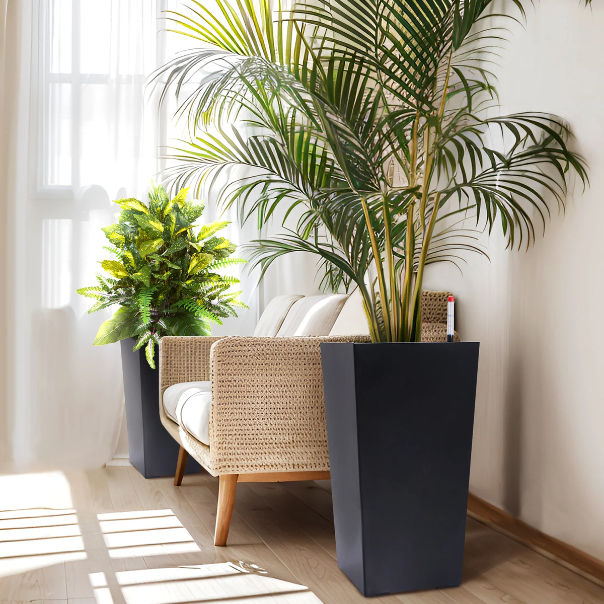 Set Of Two Indoor And Outdoor Planters With Water Monitors