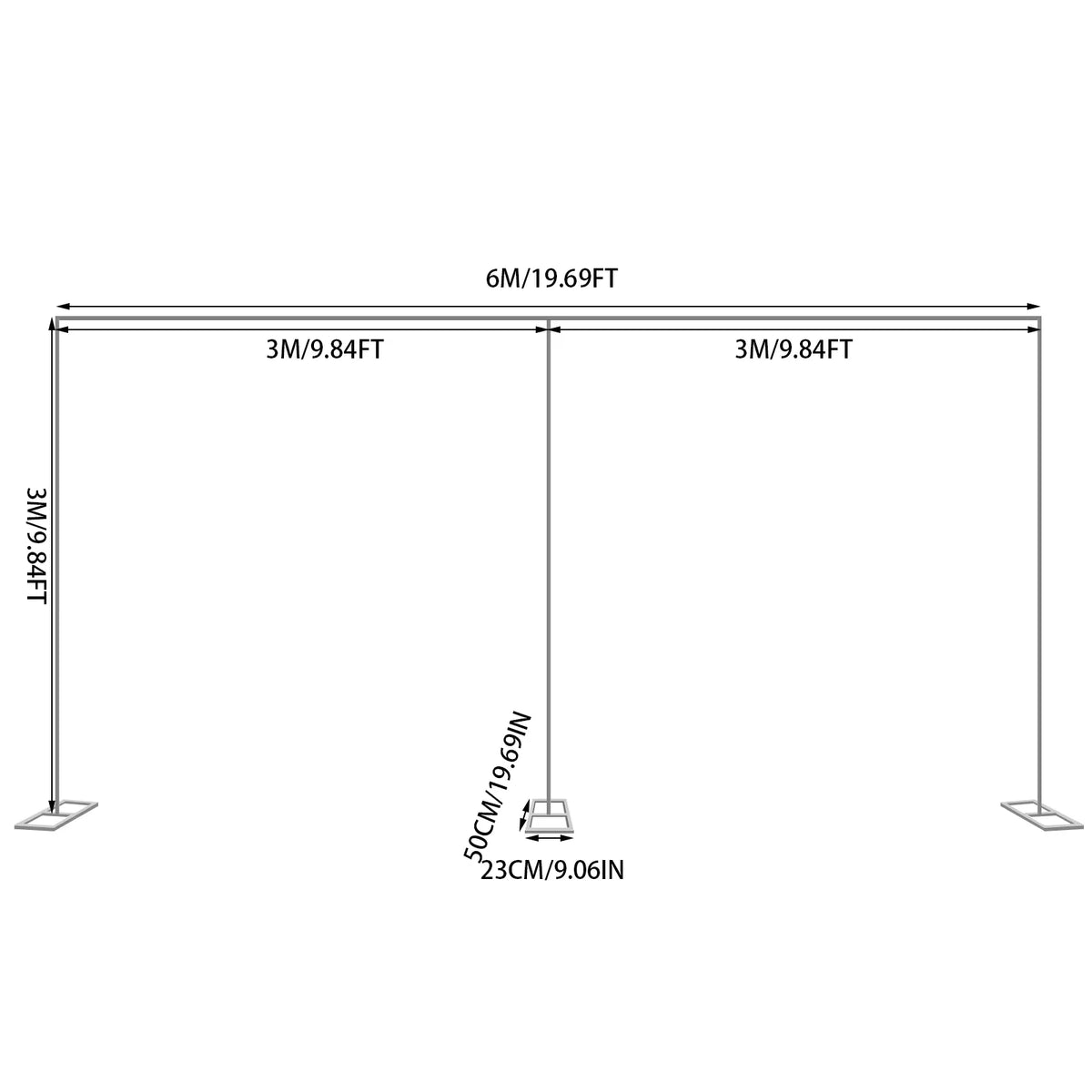 3x6m/10x20ft Metal Wedding Arch Stand,Heavy Duty Photography Backdrop Curtain Frame Balloon Flower Decoration Rack Plant Support
