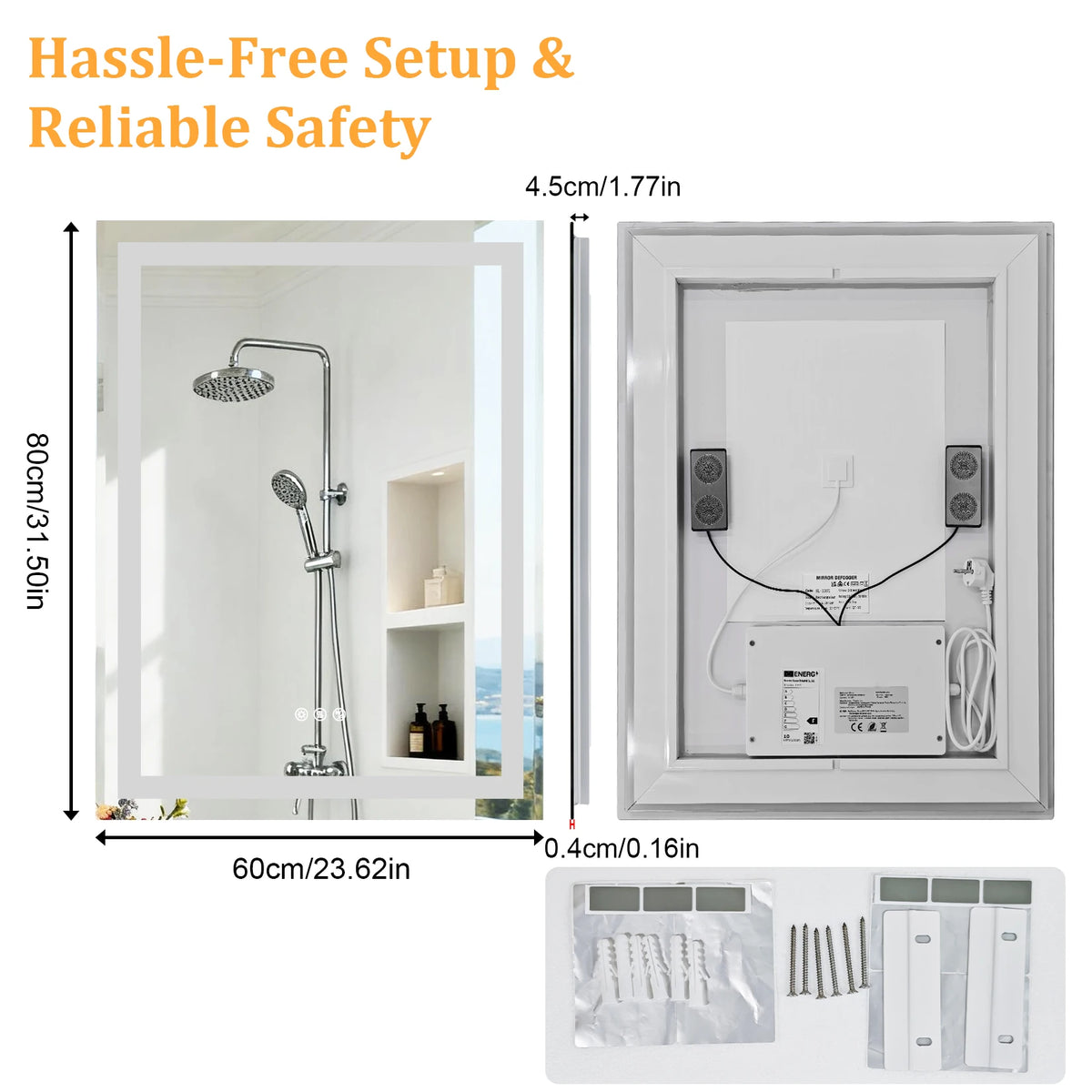 Borwart Smart Led Bathroom Mirror With Anti Fog Tempered Glass